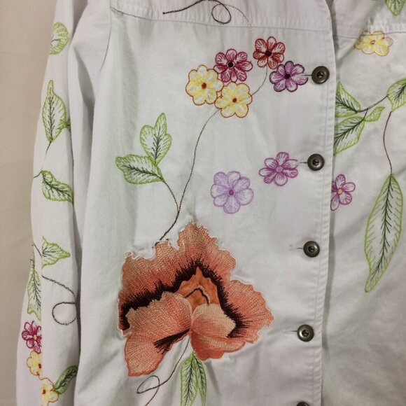 C.L.O.T.H.E.S Shacket Vintage Embroidered Button Front Shirt Jacket Floral M - Picture 5 of 5